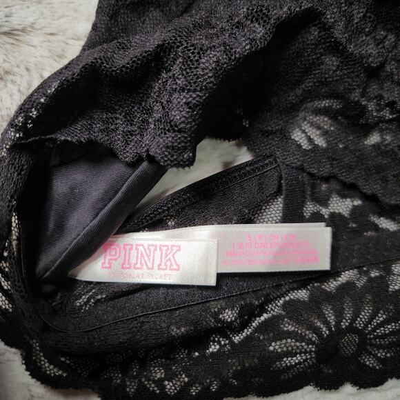 Victoria's Secret Pink Black Lace Strappy Bralette Size Small - Picture 3 of 4